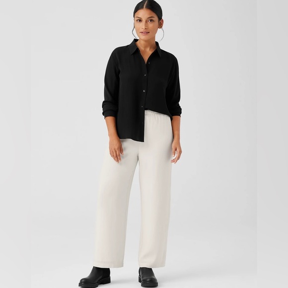 NWT Eileen Fisher Silk Georgette Crepe Straight Pant - Picture 6 of 8